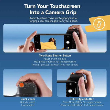 Magnetic Phone Camera Grip with Remote Handle & Phone Holder