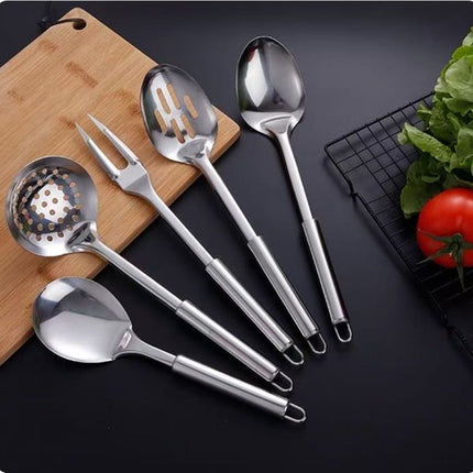 10Pcs Stainless Steel Cookware Set: Utensils & Serving Spoons