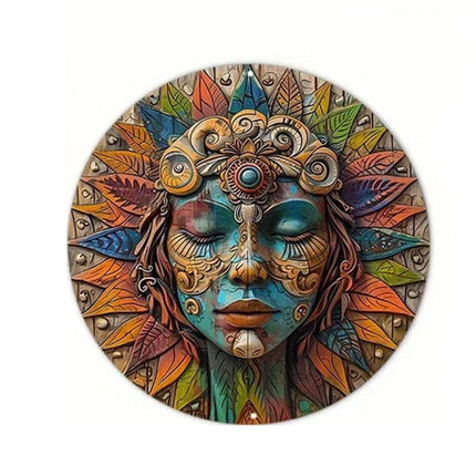 Circular Wooden Wall Art, Boho Garden Decor, Witchy Wall Hanging 20cm