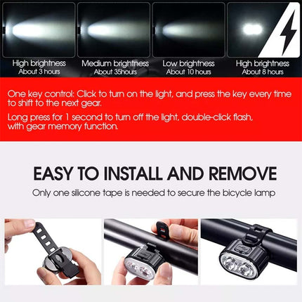 2PCS Super Bright Bike Light Set Front & Rear Waterproof LED Torch