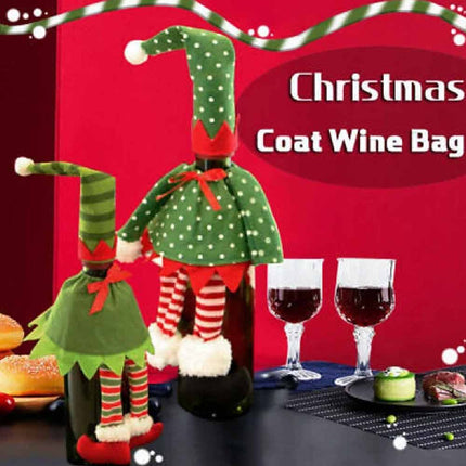 4Pcs Christmas Santa Hat Bottle Topper Wine Cover Xmas Table Decor
