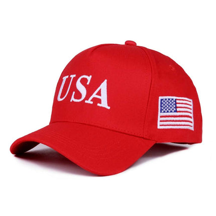 Trump USA 45-47 Embroidered Adjustable Cap Red White Patriotic Baseball Hat