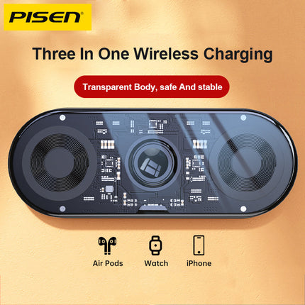 3-in-1 Transparent Wireless Charging Station for iPhone AirPods & Watch
