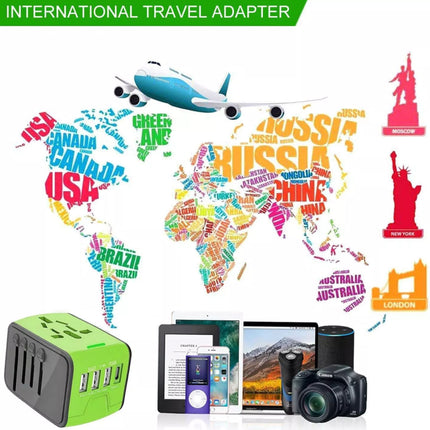 Universal Travel Adapter 3 USB & Type-C Outlet Power Converter Plug