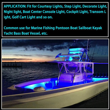 10Pcs Waterproof Blue 6-LED Marine Deck Courtesy Lights for Boat Stern and Transom