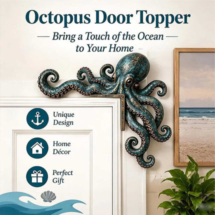 1Pair Cute Octopus Wooden Door Frame Statue Home Decor Sea Monster