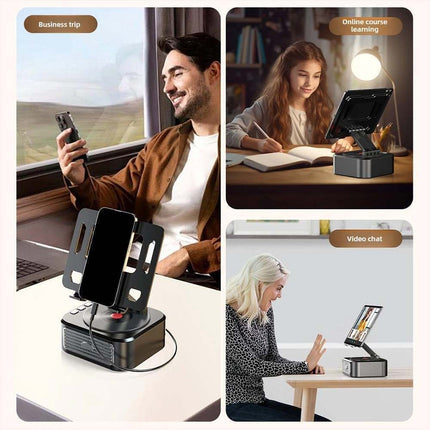 Adjustable Bluetooth Speaker Phone Stand with Speakers for Tablet