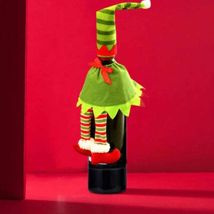 4Pcs Christmas Santa Hat Bottle Topper Wine Cover Xmas Table Decor