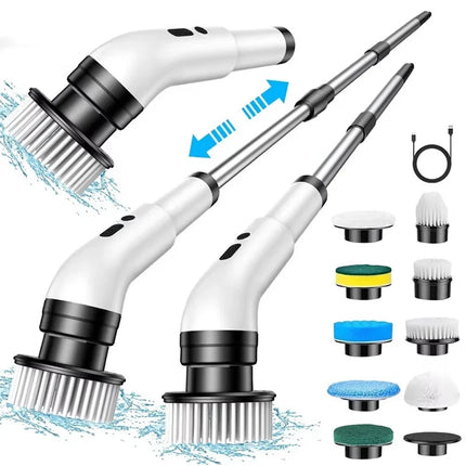 Cordless Electric Spin Scrubber with 9 Interchangeable Brush Heads for Bathroom Floor Tile Cleaning