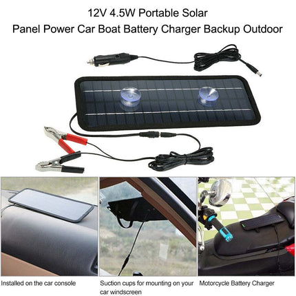 5W 12V Portable Solar Battery Maintainer & Trickle Charger