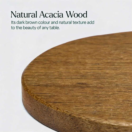Set of 6 Acacia Wood Round Coasters for Drinks, Tea & Coffee