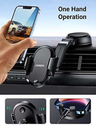 UGREEN Dashboard Car Phone Mount: Universal Suction Cup Holder for iPhone 15 Pro Max, Samsung Galaxy S24 Ultra, 4.7-7.2 inch Phones, Stable for Rough Roads