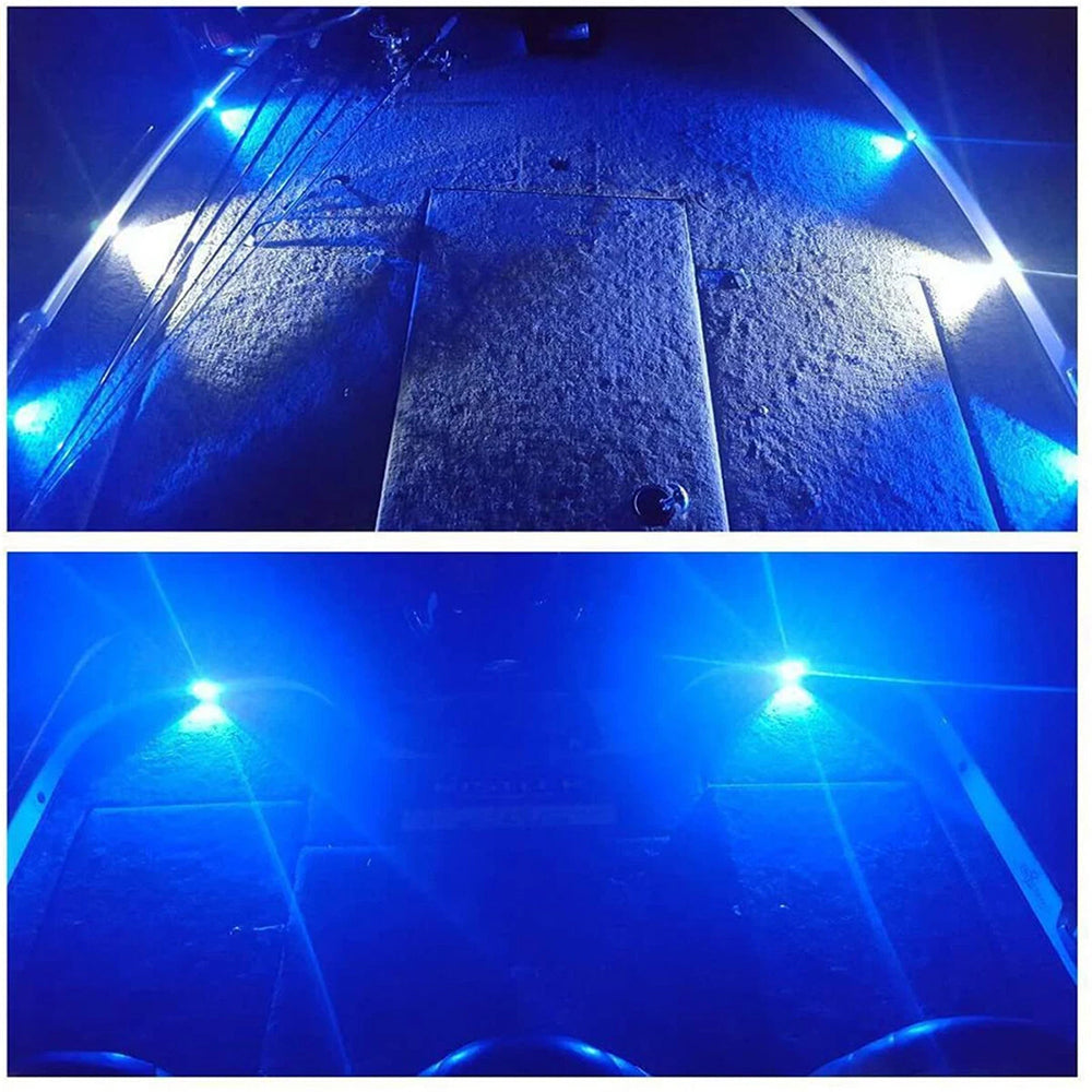 10Pcs Waterproof Blue 6-LED Marine Deck Courtesy Lights for Boat Stern and Transom