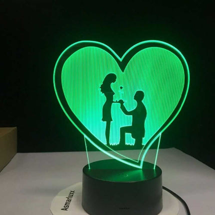 3D Acrylic LED Touch Night Light - 7 Colour Proposal Wedding Gift Lamp