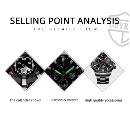 Men's Stainless Steel Business Fashion Watch with Gift Bracelet
