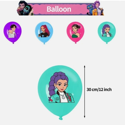 KPop Demon Hunters Party Supplies – Banner, Balloons, Cake Toppers