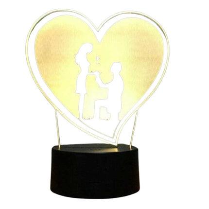 3D Acrylic LED Touch Night Light - 7 Colour Proposal Wedding Gift Lamp