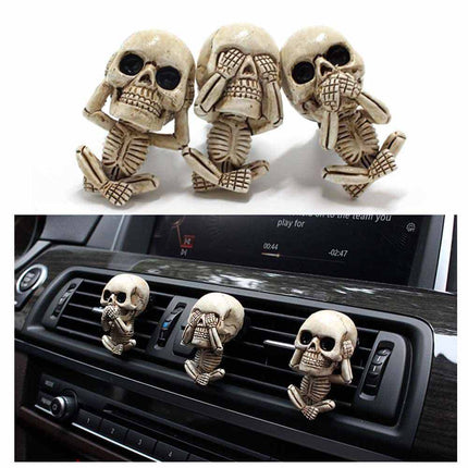 Gothic Skull Vent Clip Freshener – Refillable Resin Diffuser with Scent Pods for Auto