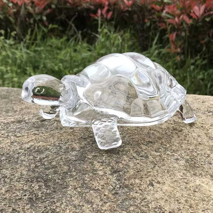 Crystal Glass Turtle Figurine Miniature Tortoise Statue Chinese Feng Shui Lucky