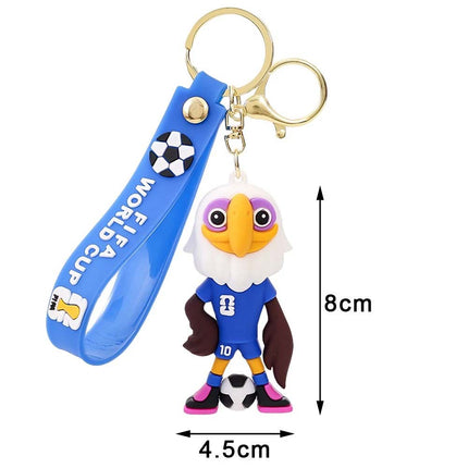 4 Pcs 2026 World Cup Mascot Pendant Football Keychain Set