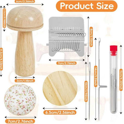 Mini Darning Loom Mushroom Knit Patch Kit for DIY Weaving Repair