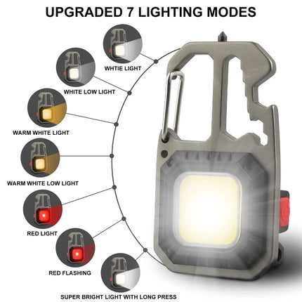 USB Rechargeable LED COB Work Light, Mini Magnetic Keychain Torch Lamp