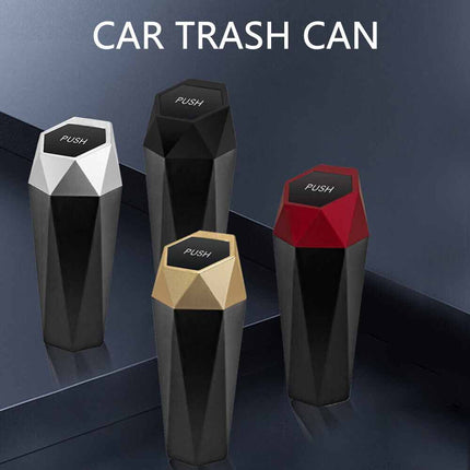 Mini Car Trash Can with Lid - Portable Auto Garbage Bin, Push-Button Lid & Leak-Proof Design