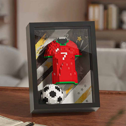Football Shirt Brick 3D Display with Art Frame Wall Desk Gift for Fans