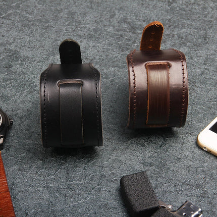 Retro Wide PU Leather Watchband Biker Cuff Wristband Bracelet Gift