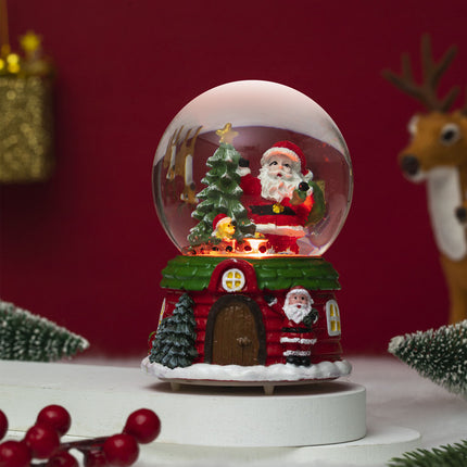 12cm Musical Snow Globe Christmas Tree Santa House Tabletop Xmas Decor