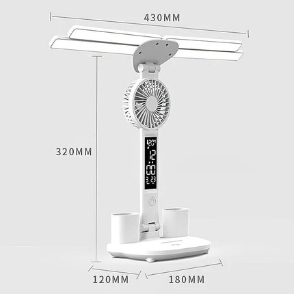 4-in-1 LED Desk Lamp with Fan, Dimmable for Reading & Night Light