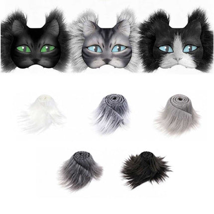 Therian Mask Kit with Wool Strip Faux Cat Mask DIY Paint for Cosplay