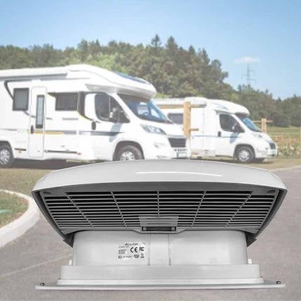 RV Roof Vent Fan with Temperature Sensor | 12V Deluxe Power Lift | LED Light
