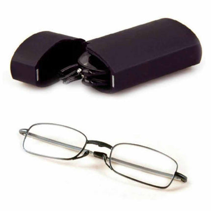 Compact Folding Reading Glasses Black Frame +1.5/+2.0 Men with Case