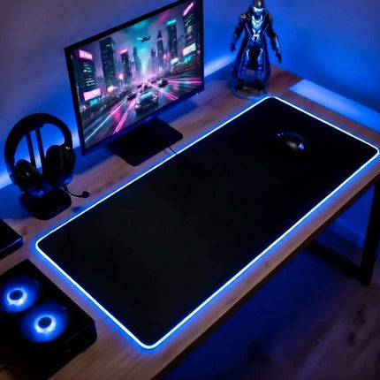 90x40cm RGB Edge Gaming Desk Mat 3mm Thick Non-Slip XXL Black Mouse Pad