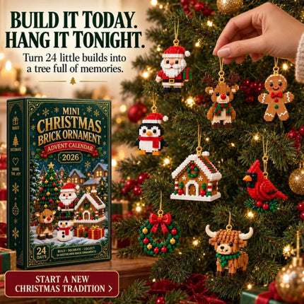 24-Day Christmas Advent Calendar Pre-Assembled Brick Ornament Blind Boxes