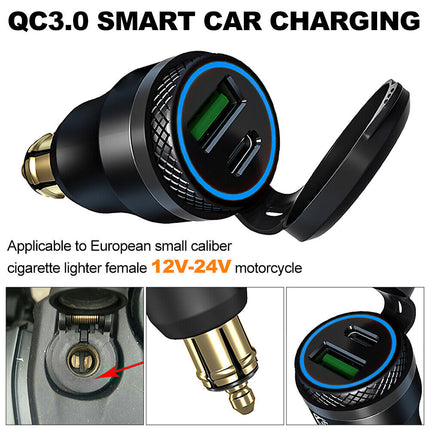 Motorcycle Dual USB Charger Hella DIN Type-C Plug Socket for BMW Ducati