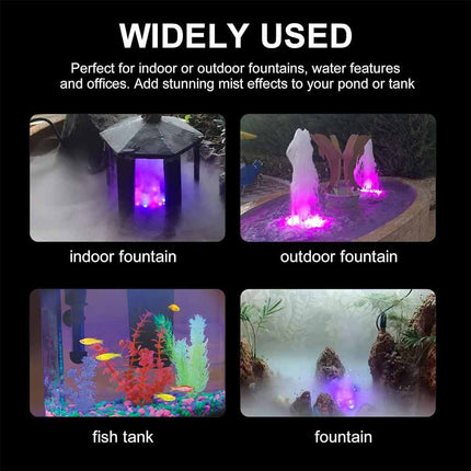 12 LED Mist Maker Fogger Fountain for Aquarium Rockery Humidifier