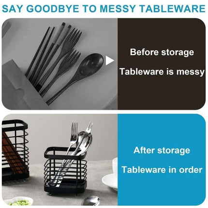 Stainless Steel Cutlery Holder, Kitchen Utensil Pot Drainer Caddy & Sink Tidy