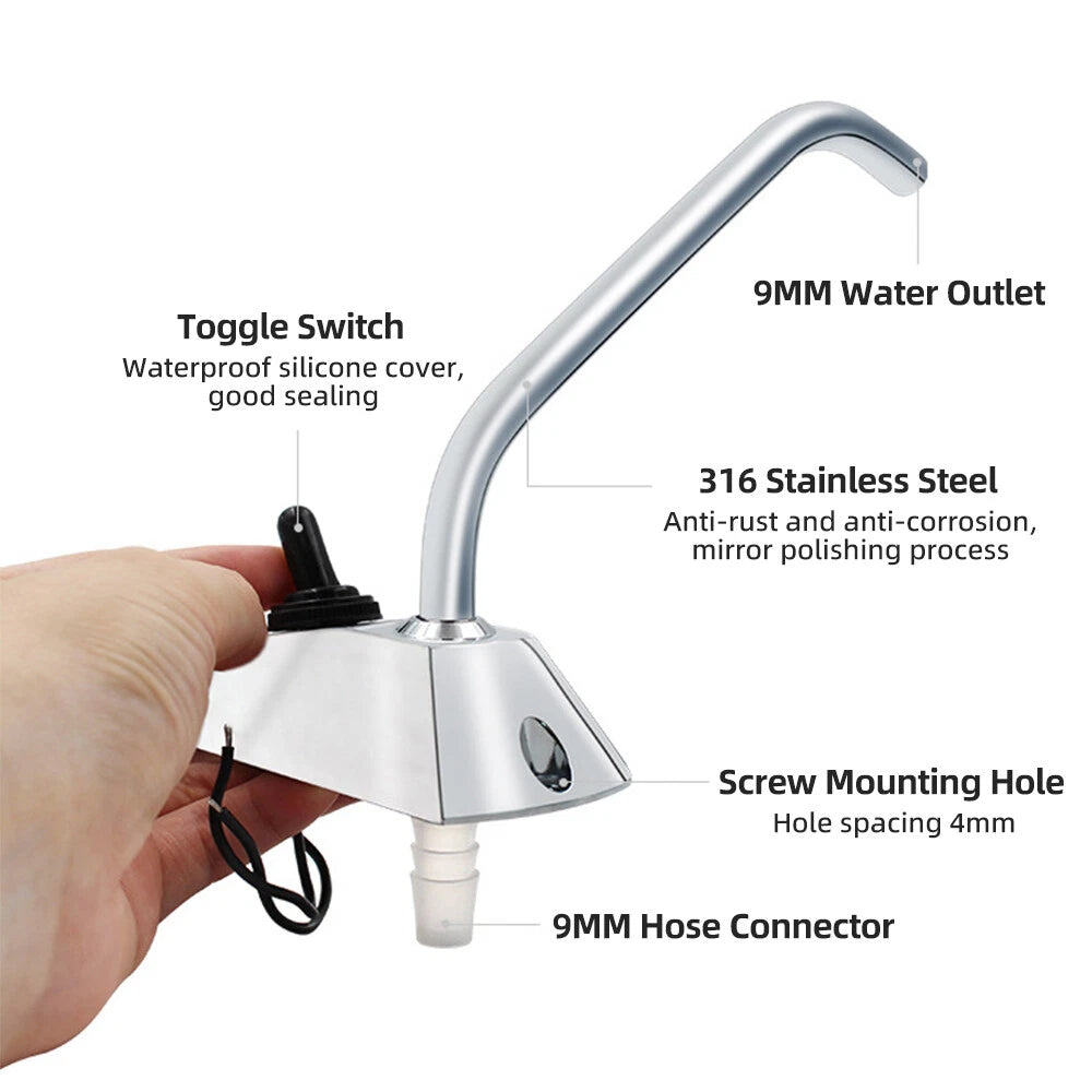 12V DC Electric Water Pump with Faucet & Switch | Automatic Pressure Pump for RV, Boat, Caravan, Motorhome Sink