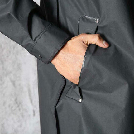 Men's Waterproof Hooded Long Raincoat for Outdoor Hiking