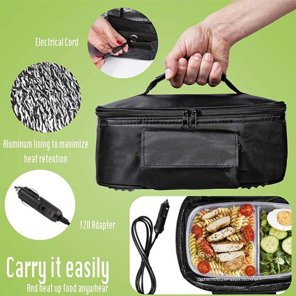 12V Portable Electric Lunch Box: 3-in-1 Car Food Warmer & Heated Meal Container for Home, Office, & Travel
