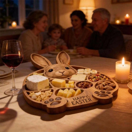 Wooden Cold Dish Platter for Easter – 14"x14" Serving Board, Great Gift, Easy Clean Kitchen Accessory