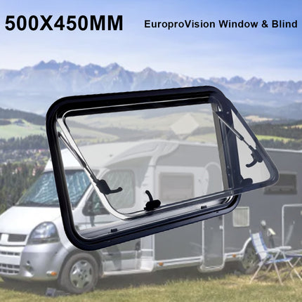 500x450mm Wide Caravan Window Handle with Integrated Gas Strut | for Horizontal Push-Out Windows