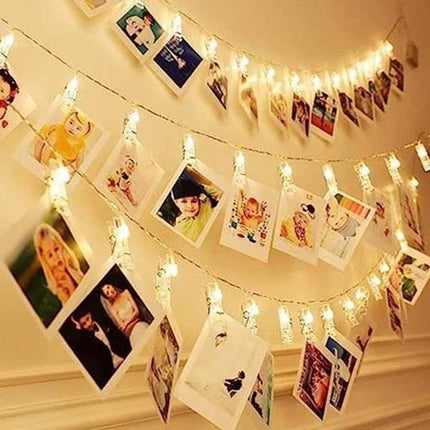Battery LED Photo Clip String Lights 40 Clips 6m for Picture Hangers