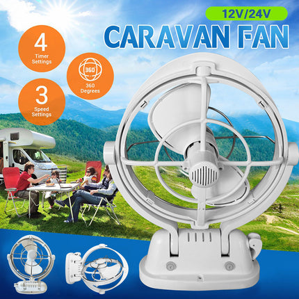 12V/24V Dual Voltage Ventilation Fan with Remote & Timer - for Caravan, Camper, Trailer - White