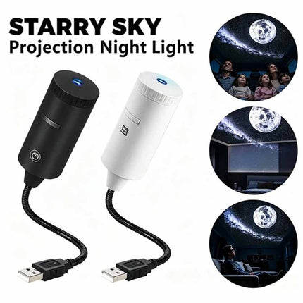 360° Rotate USB Galaxy Star Projector Night Sky Atmosphere Lamp for Car Home