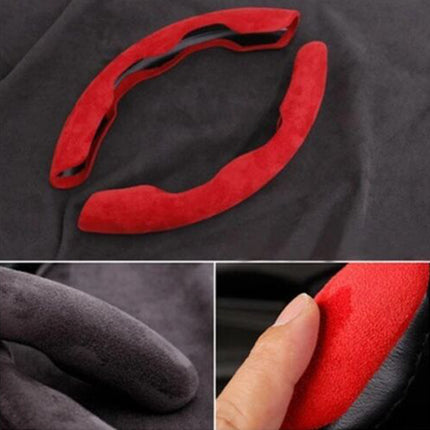Fluffy Plush Red Steering Wheel Cover, Universal Anti-Slip & Warm Grip for Comfortable Driving