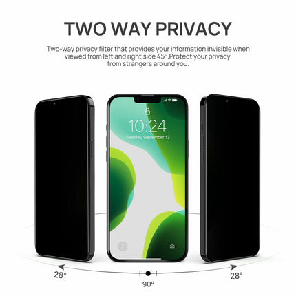 Privacy Tempered Glass Screen Protector for iPhone 16/15/14/13/12/11 Pro Max/XR
