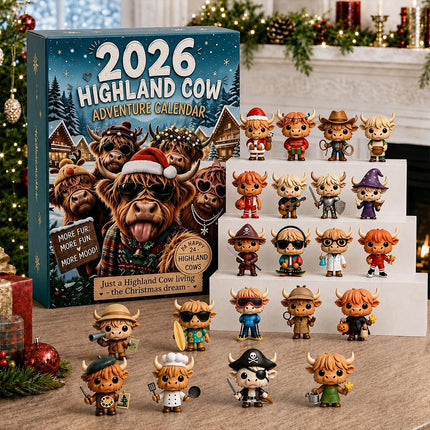 3D Highland Cow Advent Calendar 2026 24-Day Christmas Countdown